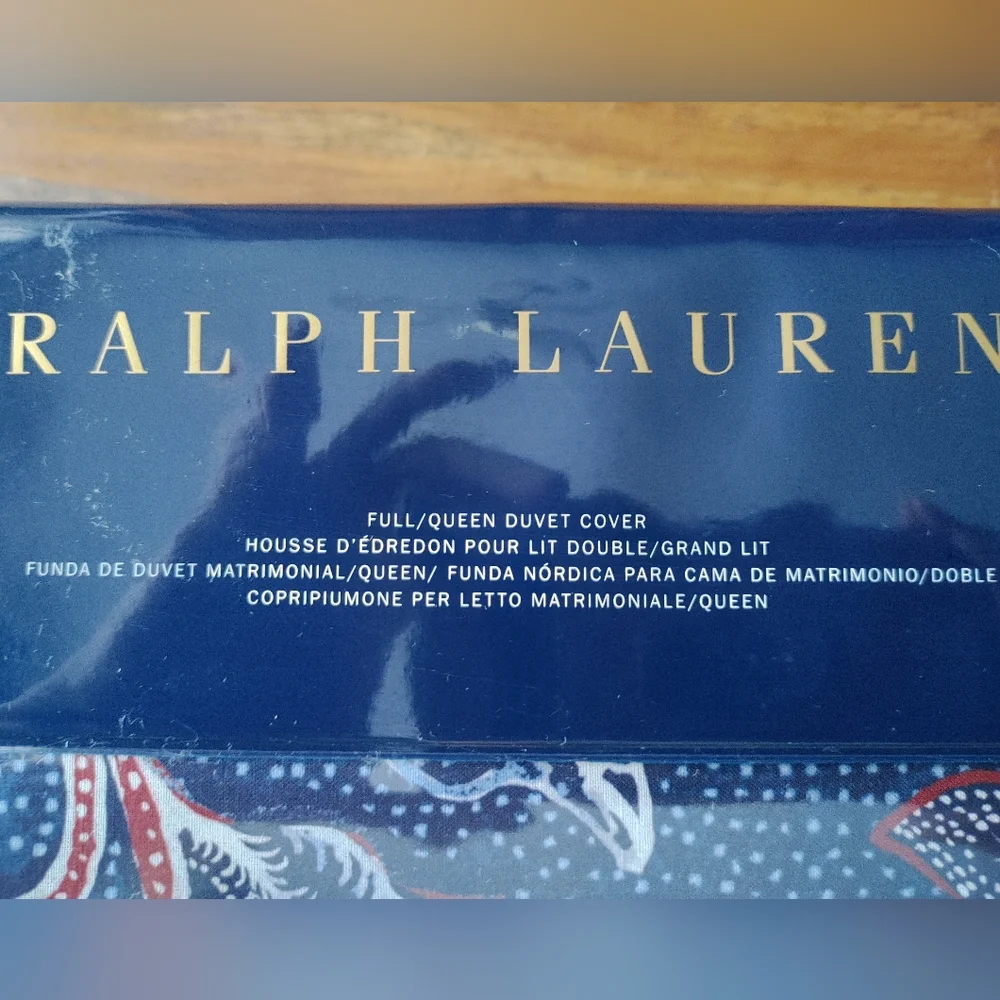 Ralph Lauren Blue and Red Duvet Cover Full/Queen 100% Cotton NOP